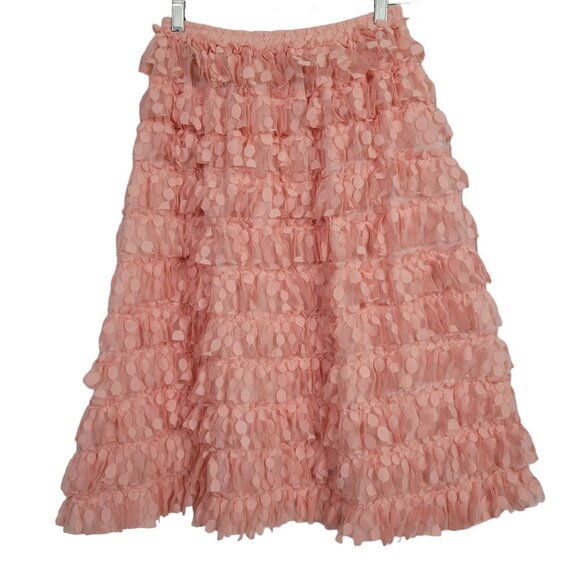Waimari Size 16 Skirt Linda Midi Tiered Ruffle Tulle Confetti Lace Pull On Pink - Picture 2 of 6